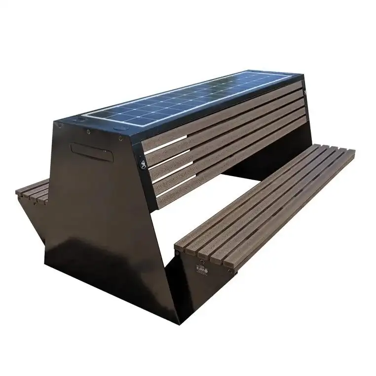 smart solar panel bench outdoor furniture solar energy system for garden metal solar bench