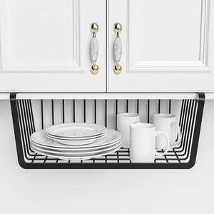 Metal Kitchen <b>Storage</b> Rack Hanging <b>Cabinet</b> Cupboard for Dormitory Essential Wardrobe Under-Desk Hanging Basket Layered <b>Storage</b> - Product Image 5