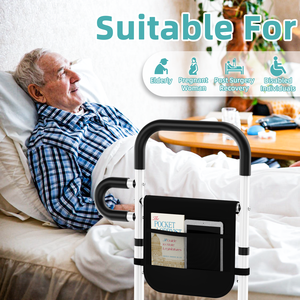Barres de lit réglables pour la sécurité des personnes âgées, barres d'assistance au lit pour lit double, canne de lit portable pour seniors avec poche de rangement - Product Image 5