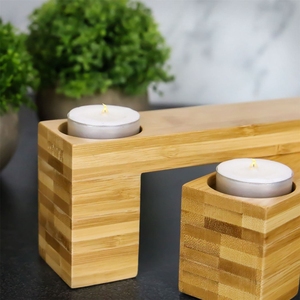 Bamboo Tealight Candle Holder Flat Candle Holder Bamboo Candle Stand - Product Image 5