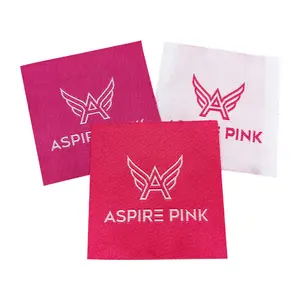 Тканые этикетки высокой плотности на заказ Розовые этикетки на шею тканые этикетки для одежды