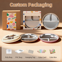 Ensemble de vaisselle pour bébé en silicone non toxique personnalisé par le fabricant, assiette, bol à ventouse, gobelet, bavoir, cuillère, Kingkam