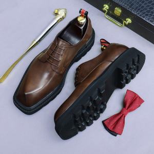 รองเท้าอ็อกซ์ฟอร์ดหนังแท้คุณภาพสูงสุด งานแฮนด์เมดแบบสามข้อต่อ ยี่ห้อ Goodyear  สำหรับผู้ชาย สไตล์ลำลองทางธุรกิจ  แบบผูกเชือก สีเขียวอมฟ้า - Product Image 3