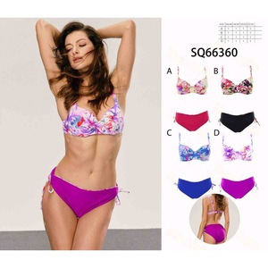 Costume da bagno bikini taglie forti HDJ con stampa floreale, top push-up e slip con laccetti laterali, set due pezzi da donna - Product Image 1