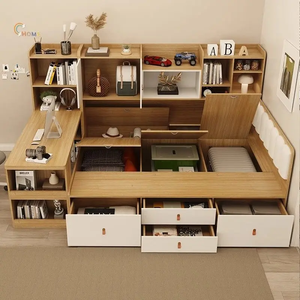 Cadre de lit en tatami personnalisé en bois avec grands compartiments de rangement, structure de lit durable, design moderne, taille complète pour les chambres - Product Image 3