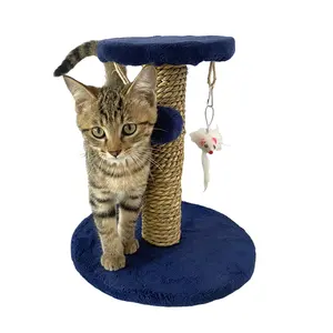 LEO Khung dễ thương sang trọng màu xanh lớn Cây mèo & scratcher sisal gỗ Pet mèo cây Tháp Mèo scratcher bài