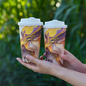 Custom 500ml Clear Frosted Disposable PP Injection Cup Single Wall Design <strong>IML</strong> <strong>Label</strong> Printed Fun+ Cold Hot Boba Milk Tea 90mm - Product Image 3