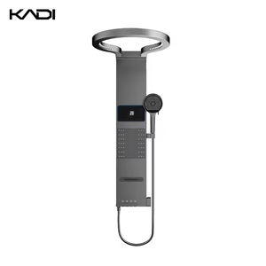 Conjunto De Ducha Moderno Para Hotéis Cinza Grafite De Embutir Com Torneira Cascata Para Banheira E Ducha Com Jatos Suave/Massagem/Chuva - Product Image 1