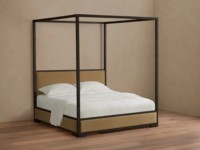 Lit double moderne de luxe avec cadre massif, lit plateforme à baldaquin Darien de designer, ensemble de meubles pour chambre principale, pièce de mobilier pour hôtel et villa