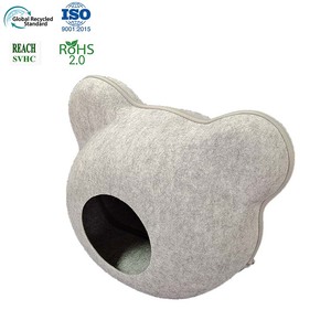 Cama de Fieltro de Alta Gama para Múltiples Gatos, Perros y Animales Pequeños, Cueva Acogedora y Cálida para Interiores, con Patrón Sólido, Lavable, Incluye Colchón - Product Image 1