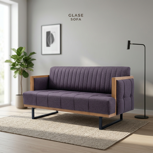 Sofá Moderno Tapizado de Dos Plazas, Loveseat de Tela Morada con Brazos Acolchados de Espuma y Patas de Metal para Sala de Estar - Product Image 3