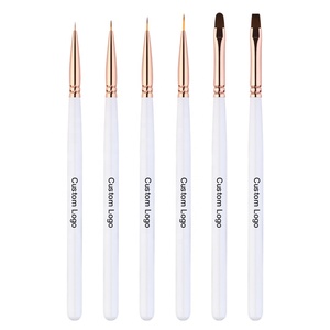 Kit de pinceles para <span class=keywords><strong>uñas</strong></span>, mango de madera blanca y dorada, delineador acrílico 3D japonés de pelo de nailon Popular para redes sociales, <span class=keywords><strong>2022</strong></span> - Product Image 5