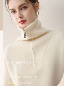 เทรนด์ใหม่ปี 2026 เสื้อคาร์ดิแกนคอใหญ่แบบซิปครึ่งตัว ทำจากแคชเมียร์แท้ 100% ผลิตจากภูเขาเหอหลาน หนิงเซี่ย ต้นกำเนิดในมองโกเลียใน ถักแบบสตอลล์ - Product Image 3