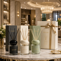 Bouteille diffuseur de parfum en verre transparent 150 ml avec bâtonnets, étiquettes personnalisées, pour décoration intérieure, avec boîte