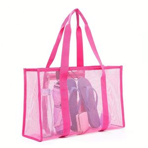 Bolso de playa de malla extragrande con bolsillo interior con cremallera, bolso de hombro transparente para gimnasio, piscina, viajes, plegable, de gran capacidad - Product Image 2