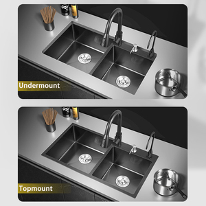 Évier de cuisine à double cuvette en acier inoxydable 201/304 personnalisé de haute qualité Évier de cuisine moderne noir <span class=keywords><strong>Prix</strong></span> de l'évier en acier inoxydable - Product Image 3