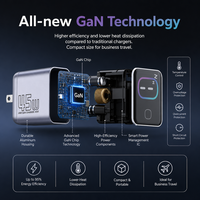 Chargeur intelligent à écran TFT GaN 45W, chargeur intelligent à affichage AI, chargeur à charge rapide pour tablettes, téléphones mobiles et ordinateurs portables