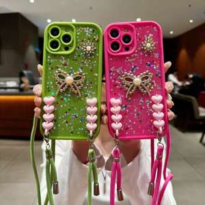 <span class=keywords><strong>Funda</strong></span> para Teléfono <span class=keywords><strong>Iphone</strong></span> <span class=keywords><strong>11</strong></span> con Correa <span class=keywords><strong>Colgante</strong></span> de Resina con Purpurina de Colores Creativos y Diseño de Mariposa de Perlas, de la Fábrica BAILI - Product Image 1