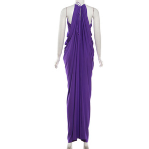 Abito lungo da donna con scollo all'americana, drappeggiato, senza maniche, arricciato, per eventi formali e serate - Sehe Fashion - Product Image 6