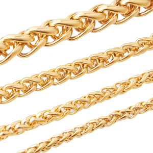 สร้อยคอผู้ชายสแตนเลสชุบทอง 18k แบบโซ่ลายข้าวสาลี ขายส่ง |   เครื่องประดับฮิปฮอปสุดเทรนดี้ (2/3/4/5/6/7/8 มม.) - Product Image 1
