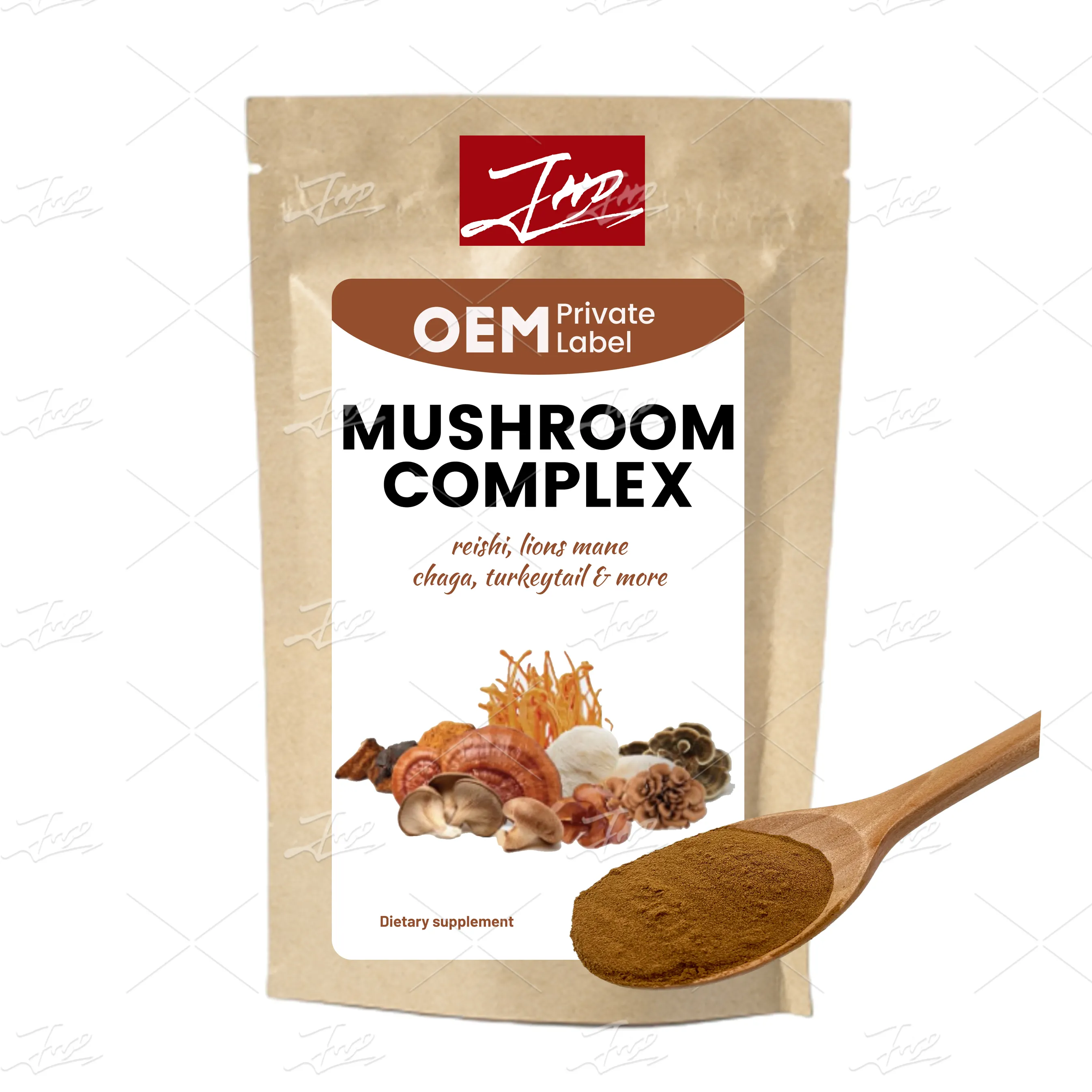 OEM Organic Mushroom Beta Glucan 8-in-1 Mushroom Powder Blend from 100 Percent Fruiting Bodies