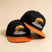 Gorra Snapback Casual con Bordado Personalizado de Dos Tonos, Diseño Gráfico de Paisaje Montañoso para Exteriores