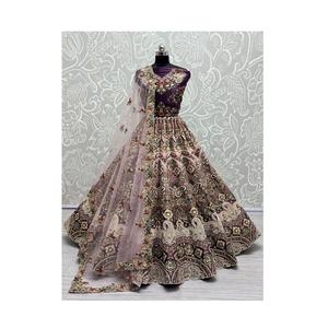 Collection exclusive de vêtements de soirée modernes pour mariage Lehenga Choli Navratri anti-rides en velours perlé pour femme - Product Image 1