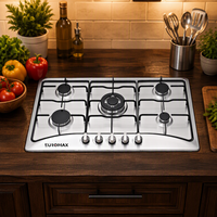 Table de cuisson à gaz 5 brûleurs OEM ODM, design personnalisé, cuisinière en acier inoxydable, exportation d'usine