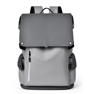 New Trend Unisex Waterproof Geometric Pattern PU <b>Leather</b> Sports <b>Laptop</b> <b>Backpack</b> USB Anti-Theft Zipper Closure Business Travel - Product Image 1