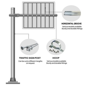 Outdoor Street Sign Steel Pipe T Shape Single Arm Traffic Road Sign Board <b>Pole</b> - Product Image 4