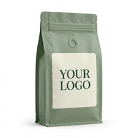 Sachet de café noir mat personnalisé de 12 oz avec valve, refermable, à fond plat, en aluminium, pour torréfaction commerciale