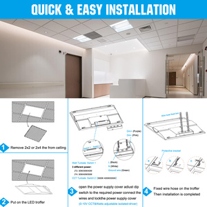 Panel LED Troffer con cesta central, 5 colores ajustables, 6500K, 72W/60W/50W/40W/30W, 6500Lm, 0-10V, luz empotrada retroiluminada para techo suspendido - Product Image 2