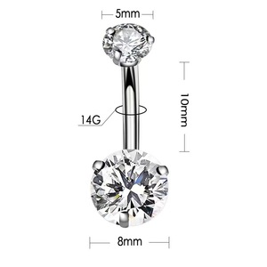 Anneau de nombril en acier inoxydable avec cristal CZ |   Bijoux pour piercing du nombril |   Barre de musculation suspendue pour femmes - Product Image 5