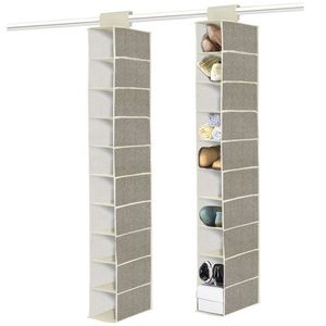 Organisateur suspendu pliable à 10 étagères en tissu non tissé avec logo personnalisé, sac de rangement suspendu pour vêtements et chaussures - Product Image 5