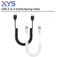 Câble USB 2.0 rétractable spiralé mâle-mâle, câble d'extension de données USB, gaine en PVC, double blindage pour appareils USB informatiques