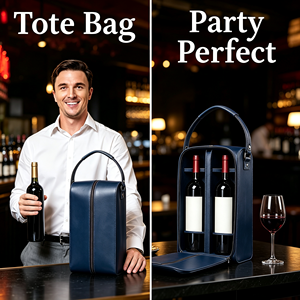 Bolsa Enfriadora de Vino de Lujo con Logotipo Personalizado, de Cuero PU, para 2 Botellas, Bolso Portátil para Vino, Bolsa de Regalo para Transportar Botellas de Vino - Product Image 4