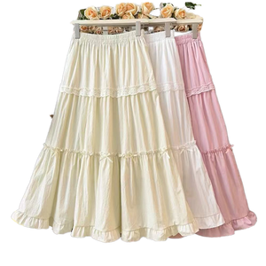 Falda Maxi con Volantes en Línea A para Mujer, Otoño 2025, Transpirable, Cintura Natural, Elegante, Tela de Malla, Sostenible, Venta al Por Mayor - Product Image 1
