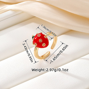 Anillo Ajustable con Forma de Fresa, Chapado en Oro, Joyería Unisex, Regalo, Estilo 1 2 3 4 - Product Image 2