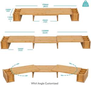 Double moniteur <span class=keywords><strong>2022</strong></span> bois bambou pour ordinateur, moniteur avec 3 écrans, support pour ordinateur portable avec organisateur de rangement - Product Image 3