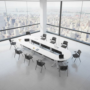 Meubles de bureau, table de conférence réglable, table de <span class=keywords><strong>réunion</strong></span> pliable, bureau de formation, table d'ordinateur ovale pliable - Product Image 4