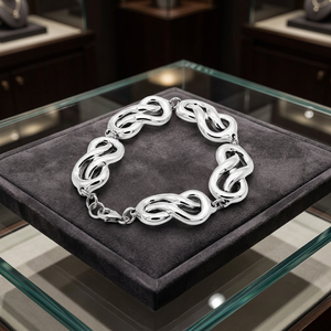 Pulseras de Cadena Entrelazada Infinita - Estilo Romántico, Pulseras y Brazaletes de Plata 925 - Product Image 2