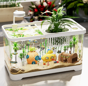 Aquarium en plastique pour poissons, petit aquarium de bureau pour poissons Betta, poissons rouges, boîte d'élevage pour animaux de compagnie - Product Image 3