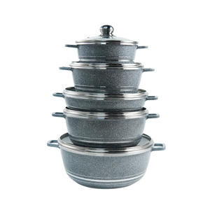 Lot de 10 Casseroles Peu Profondes Antiadhésives en <span class=keywords><strong>Aluminium</strong></span> de 20, 24, 28 et 32 cm, avec Couvercles en Verre et Fond CD - Product Image 1