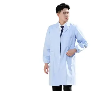 Bata de Trabajo Azul <span class=keywords><strong>Cielo</strong></span> y Blanca, Mangas <span class=keywords><strong>El</strong></span>ásticas, Unisex, Bata de Laboratorio, Farmacia, Producción de Vino, Taller, Ropa de Trabajo de Manga Larga - Product Image 2