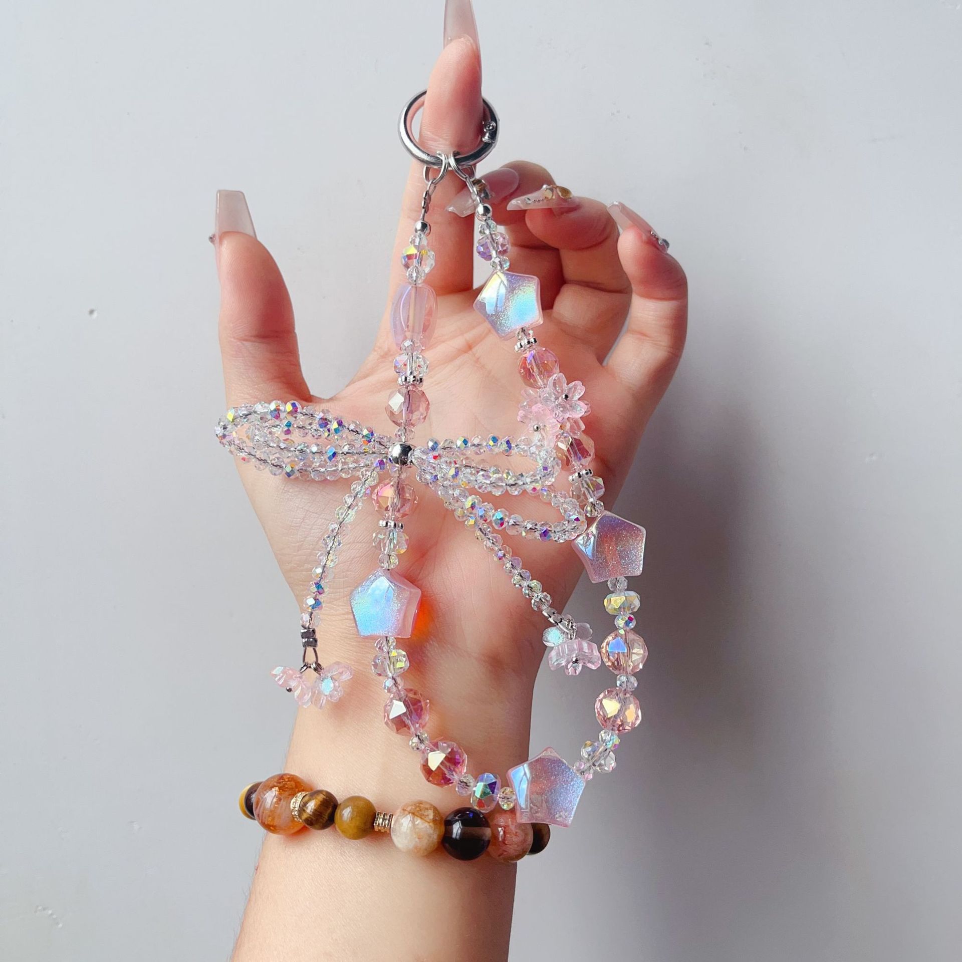 Bowknot tissé à la main + style étoile rose à cinq branches