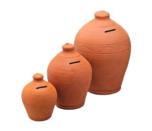 Tirelire romaine en argile, pot en céramique de <span class=keywords><strong>terre</strong></span> <span class=keywords><strong>cuite</strong></span>, forme de jarre, tirelire à pièces, vintage, ancienne - Product Image 1