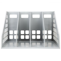 Organizador de Archivos de Escritorio de Plástico con 4 Compartimentos, Porta Revistas Vertical, Clasificador de Libros de Escritorio para Almacenamiento de Documentos de Oficina y Escuela