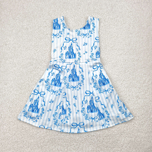 RTS Bébé Filles En Gros Shorts À L'intérieur <span class=keywords><strong>Bleu</strong></span> Château Imprimer Dos Arcs Athlétique Active Wear Longueur Au Genou <span class=keywords><strong>Tennis</strong></span> Boutique Robes - Product Image 2