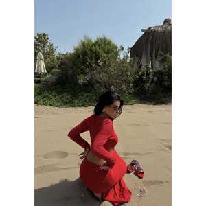 Vestido Largo Rojo Básico para Bikinis y Ropa de Playa - Product Image 2