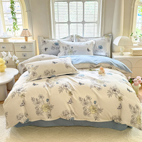 Ensemble de draps de lit imprimés floraux pour la maison en gros, 4 pièces, avec 2 taies d'oreiller, literie de luxe, taille double, queen, king